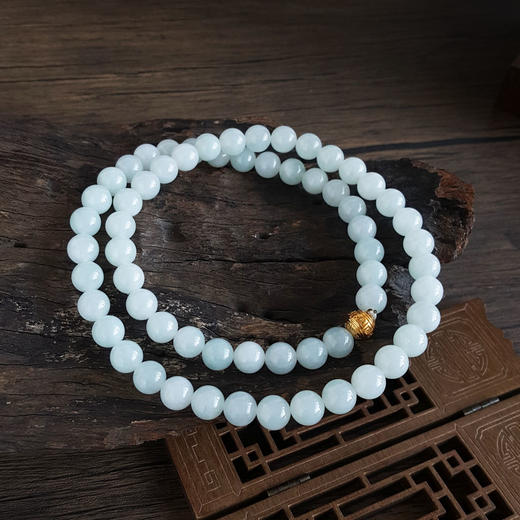 【天然正品】A货翡翠天然精品约10.4MM无杂裂糯种翡翠圆珠项链62CM女士现售价：2980！300924NJM27 商品图3