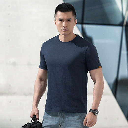 秘之匿形速干提花圆领短袖T恤夏季休闲弹力速干短袖户外男 商品图4