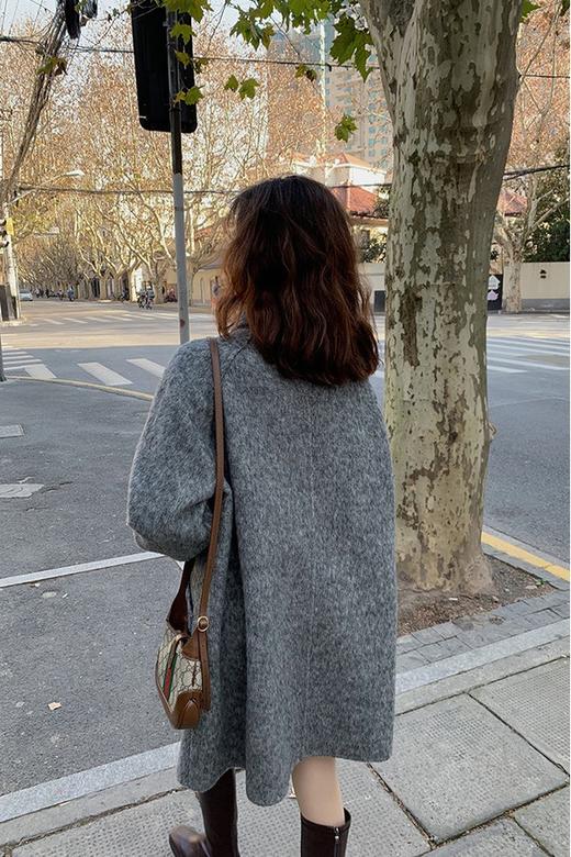 ESTELLICA 深灰色中长款宽版羊毛大衣 19309 商品图8