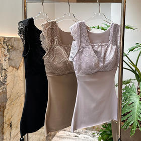 断码！官网680 华家抹胸蕾丝双面磨毛保暖背心女 自带胸垫弹力塑形无袖内搭打底