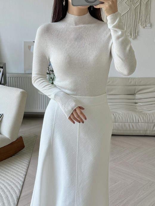 “可机洗”一体针「真丝羊绒混纺」半高领针织打底衫 商品图1