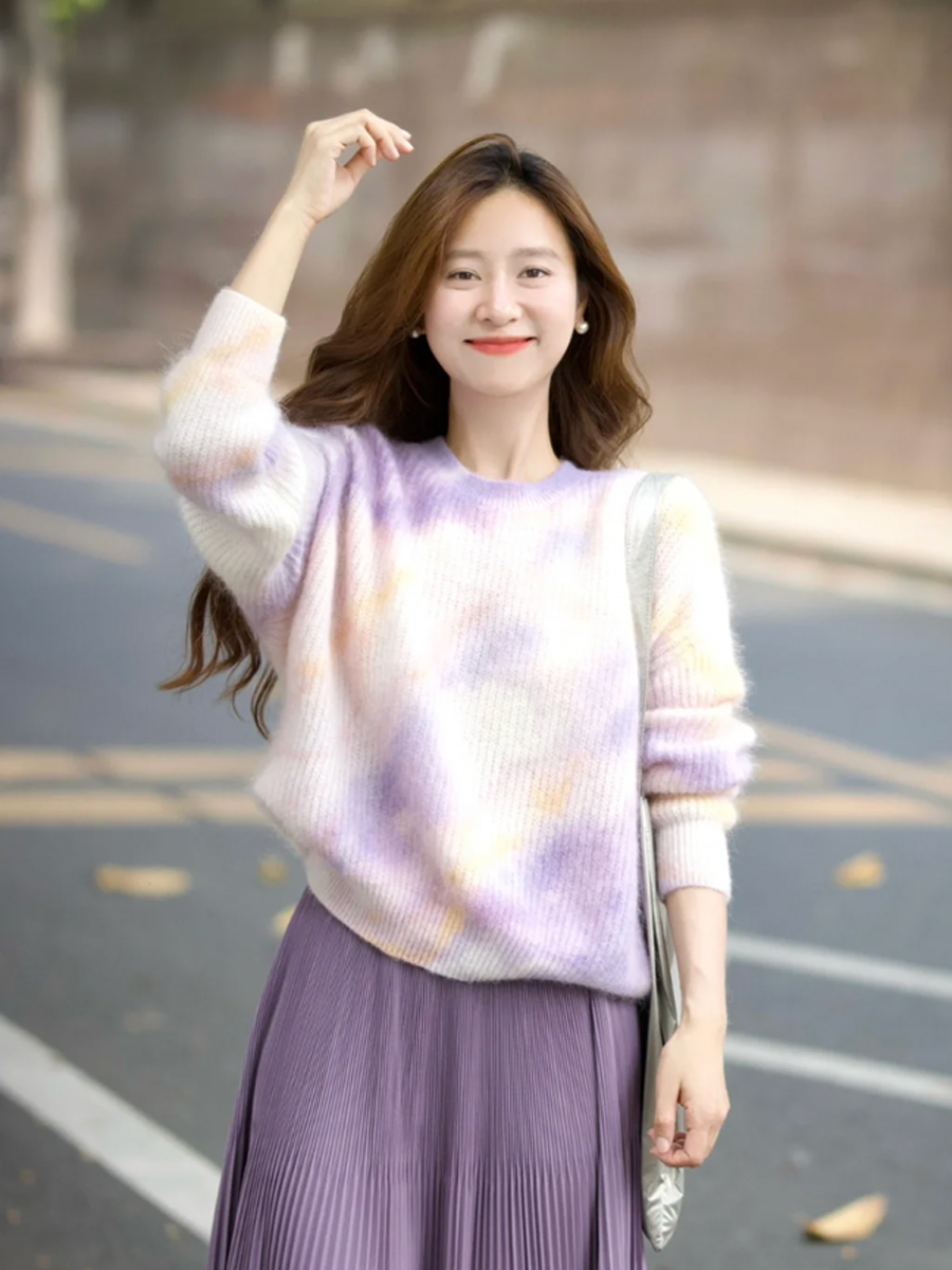 【百图lulu定制】【薰衣草毛衣】【全码预售7天后发】仿马海毛 梦幻字 微宽松版 套头毛衣