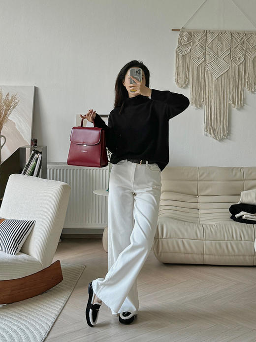 简约宽松感 全羊毛高领针织毛衣 商品图2