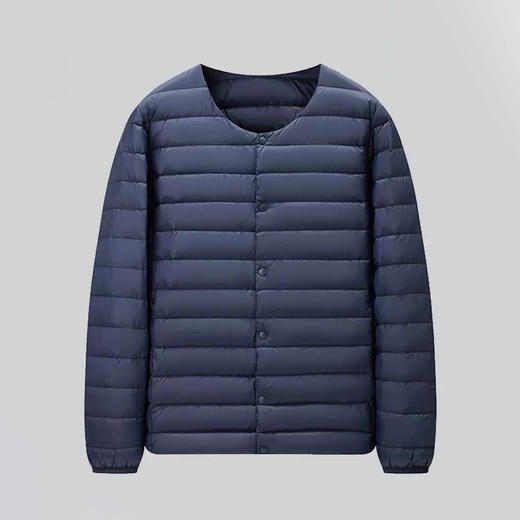 半身缘男装 冬季内穿保暖无领轻薄打底羽绒内胆外套羽绒服02033 商品图4