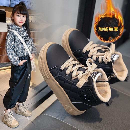 【便捷穿脱！侧拉链设计】女童棉鞋冬款男中童大童运动板鞋加绒加厚实心底保暖休闲童鞋。ry 商品图2