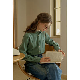 SimpleRetro摩登米兰 复古落肩袖灯芯绒衬衫女冬柔软通勤长袖衬衣