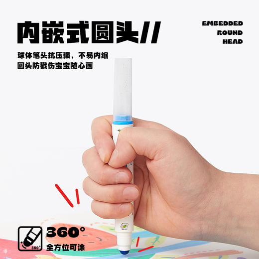 FlowerMonaco花芽 儿童水彩笔套装幼儿园无毒可水洗画笔宝宝画画涂鸦笔绘画幼儿画笔套装婴儿24色圆头水溶性马克笔 3岁+ 商品图3