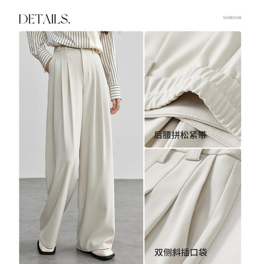 【尚都比拉】通勤系列都市白领高级窄版阔腿裤女垂感显瘦直筒休闲西装裤-151K57880 商品图4