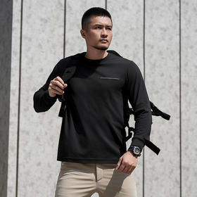 秘纤速干圆领长袖T恤轻爽棉吸汗亲肤男士长袖T恤男休闲上衣