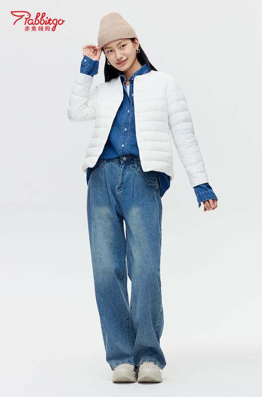 赤兔嗨购轻薄羽绒服女2024年冬季新款圆领修身运动短款内胆鸭绒保暖外套 商品图3