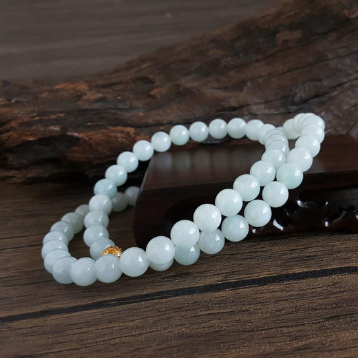 【天然正品】A货翡翠天然精品约10.4MM无杂裂糯种翡翠圆珠项链62CM女士现售价：2980！300924NJM27 商品图5