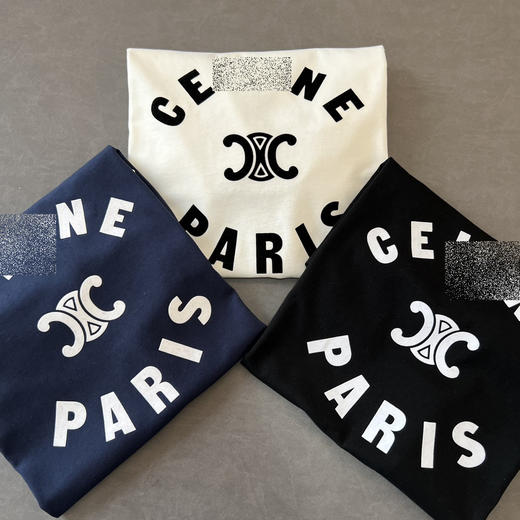 CL 2024新款 凯旋门 女士 植绒字母LOGO 撞色休闲圆领短袖T恤 特惠 Z-12081 商品图8