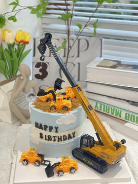 男孩吊杆车 推土机奶油蛋糕 下单前请仔细阅读商品详情