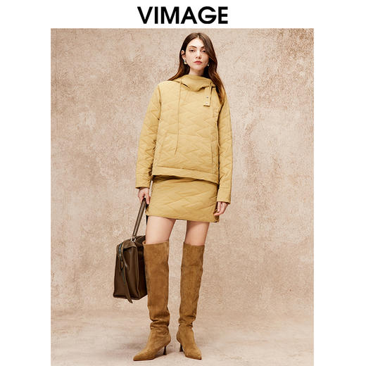 VIMAGE纬漫纪冬季新款简约时尚百搭显瘦连帽短款宽松棉服外套V2210804 商品图5