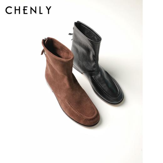 尘衣｜极简短筒复古小圆头短靴 商品图0