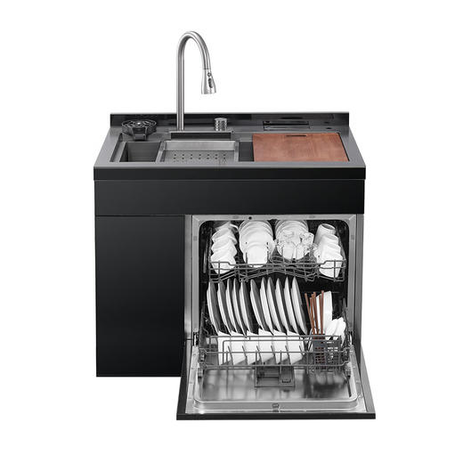 海尔&英卡迪H20集成水槽洗碗机集成净洗中心12套壁嵌式大容量洗碗机集成洗碗机水槽一体机 黑钛右机 商品图1