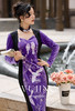【雾境定制新款】紫韵花影系列进口丝绒显瘦气质连衣裙 4202112 商品缩略图2