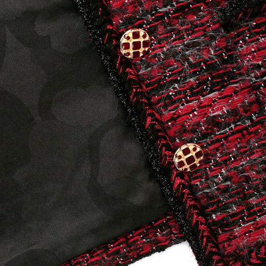 丁摩 红色名媛小香风外套羊毛短外套春款8891 商品图3