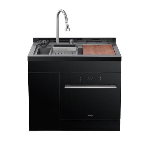 海尔&英卡迪H20集成水槽洗碗机集成净洗中心12套壁嵌式大容量洗碗机集成洗碗机水槽一体机 黑钛右机 商品图0