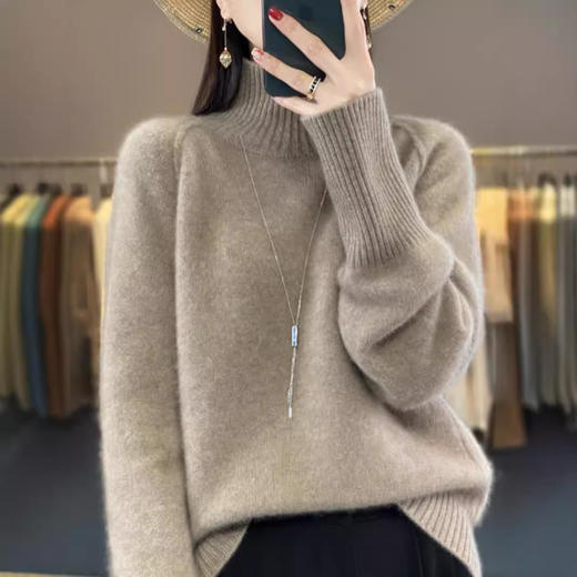 丁摩 高领加厚100羊毛衫女套头针织打底衫毛衣11407 商品图1