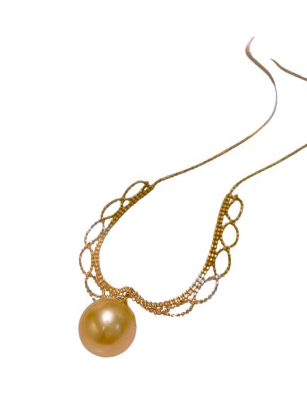 7DAYS蕾丝18k金海水金珠项链编织链 商品图4