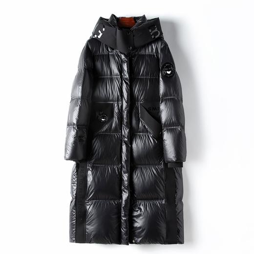 丁摩 90白鹅绒长款连帽外套女爆款黑金羽绒服大衣4ZF-20810 商品图5