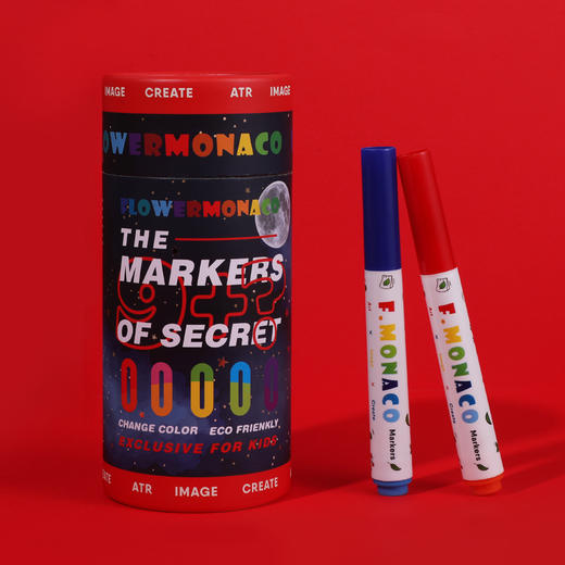 FlowerMonaco花芽 儿童绘画益智记号笔绘画笔幼儿园涂鸦记号笔9+2可变色水彩笔 星空手帐水彩笔 3岁+ 商品图1