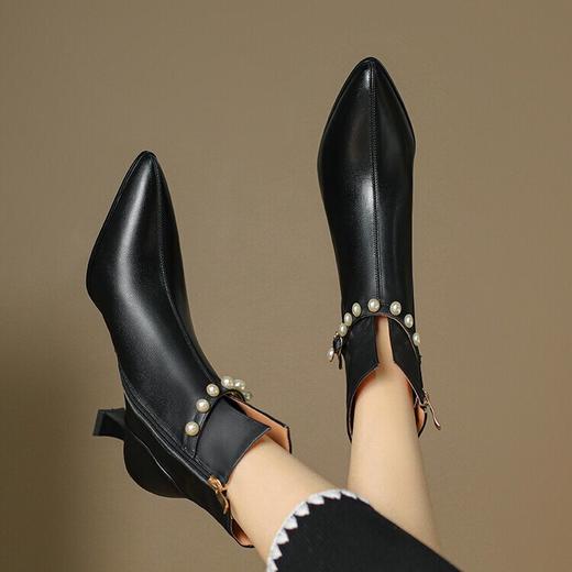 【预售5天】时尚百搭尖头，酒杯跟高跟女靴串珠小皮靴XME&898-152 商品图3