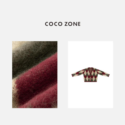 COCO ZONE 冬季慵懒风撞色V领单排扣针织开衫CC2D2888 商品图5