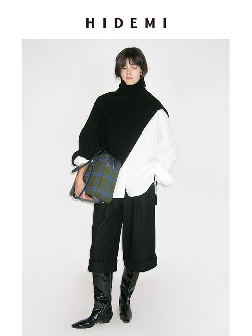 HIDEMI【麦子同款】限定款进口色织格纹羊毛经典波士顿系列大号背包 商品图1