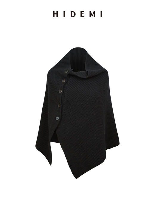 HIDEMI 进口澳洲美利奴羊毛纽扣设计感多穿式披肩斗篷 商品图6