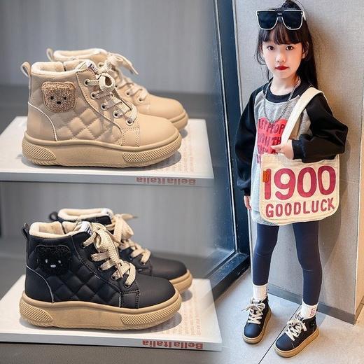 【便捷穿脱！侧拉链设计】女童棉鞋冬款男中童大童运动板鞋加绒加厚实心底保暖休闲童鞋。ry 商品图0