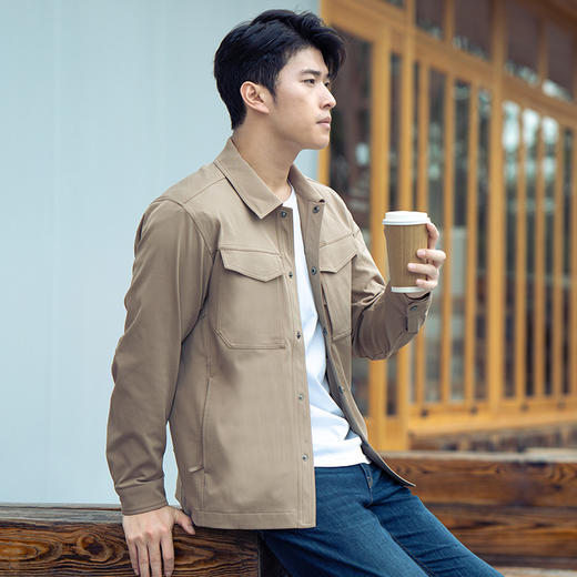 【龙牙上新】隐驷衬衫领工装夹克休闲复古设计款时尚百搭春秋季男士外套 商品图2