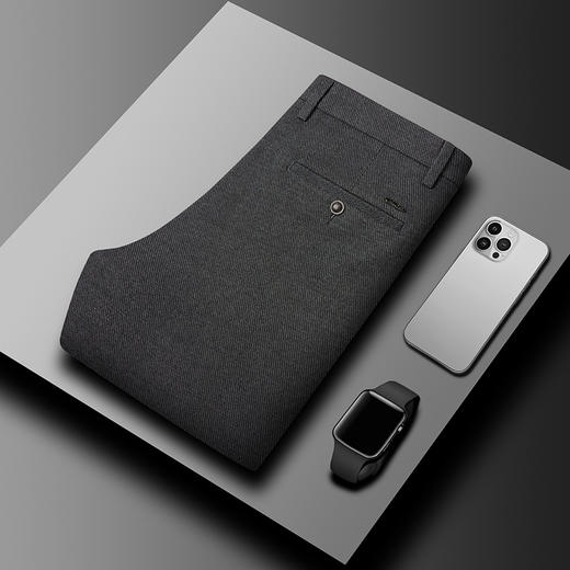 红览 羊毛混纺秋冬抗皱弹力休闲裤男士修身直筒中腰西装裤子H2219 商品图7