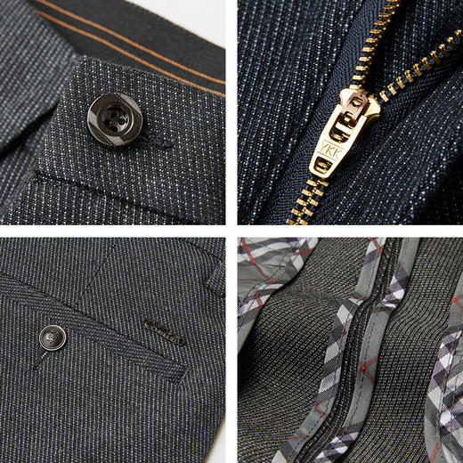 红览 羊毛混纺秋冬抗皱弹力休闲裤男士修身直筒中腰西装裤子H2219 商品图3