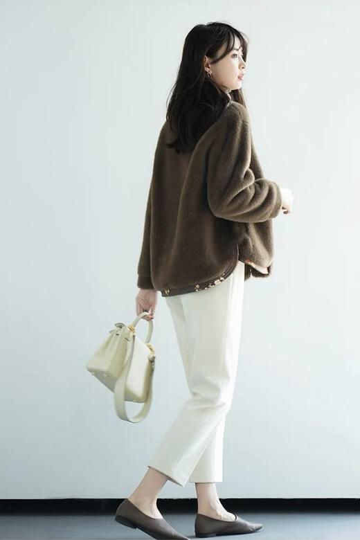 ELLA JADE 中式盘扣拼接领仿水貂外套 19477 商品图4