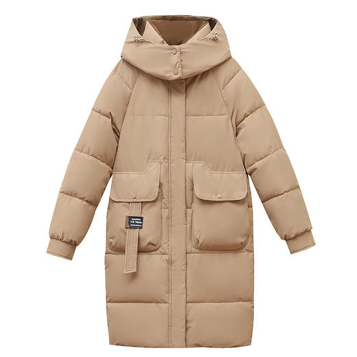 棉服女2024冬季新款韩版连帽女 中长款撞色宽松加厚棉袄外套棉衣 商品图6