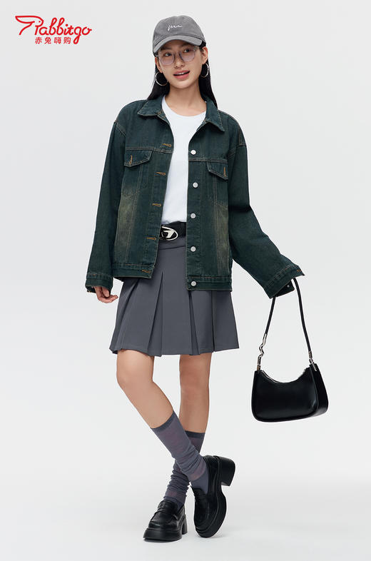 赤兔嗨购港风复古牛仔外套女2024秋季新款设计感休闲工装夹克上衣 商品图4