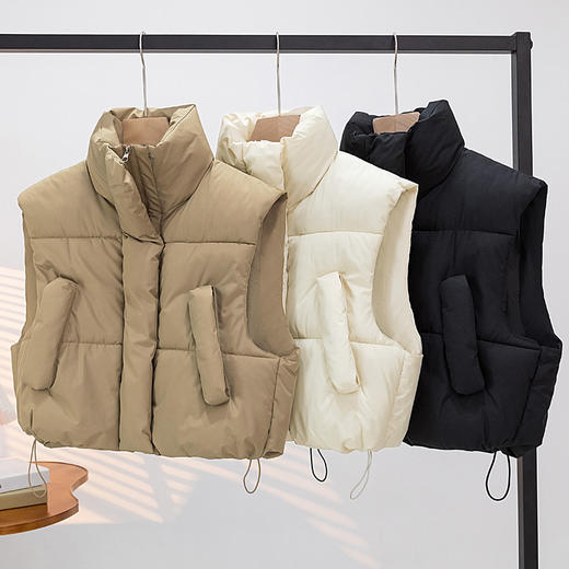 棉马甲女秋冬新款立领加厚宽松短款小香风无袖棉服背心外套 商品图1