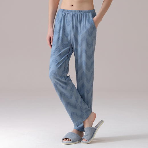 雀说 阳离子德绒睡裤男秋冬款羊绒蚕丝长裤家居裤H38 商品图7