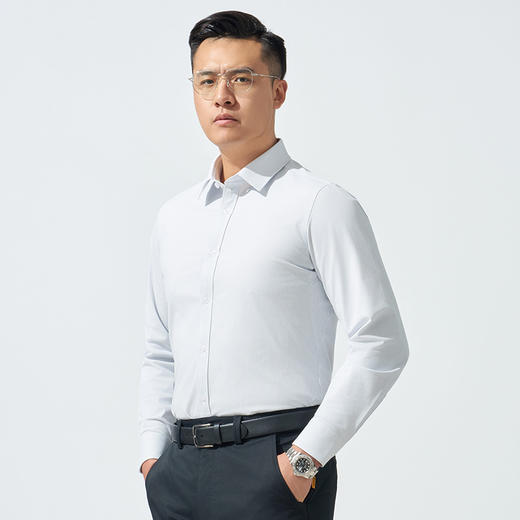 暗之云杉易打理商务条纹长袖衬衫春夏男士休闲百搭透气上衣 商品图0