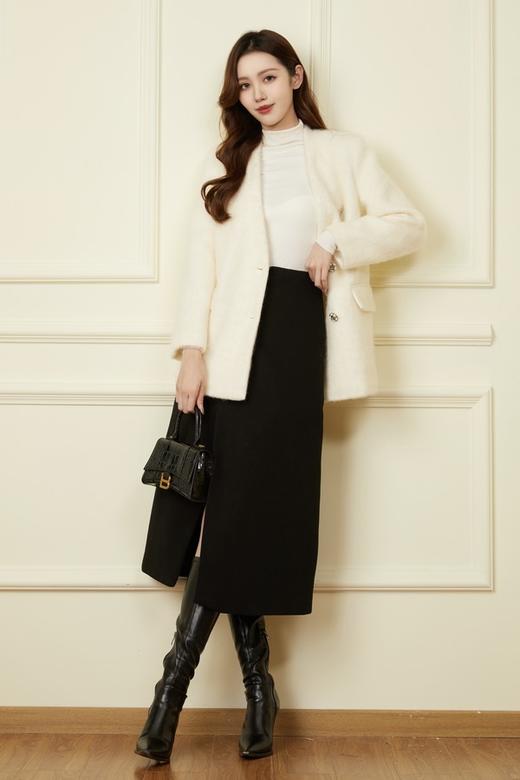 Le Malene 无领羊毛加厚外套 19336【不含胸针】 商品图2