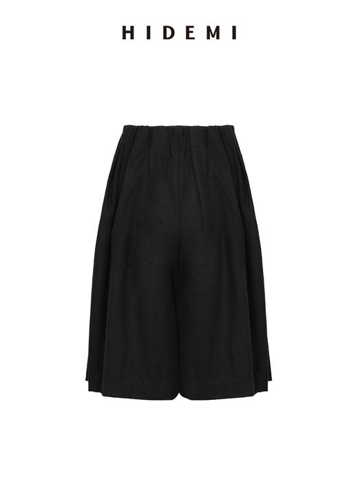 HIDEMI进口羊毛加厚款极简立体打缆压褶花苞设计感中裤裙裤 商品图8