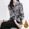 雀说 加绒加厚格子女秋冬复古高端中长款棉衬衫外套4ZF-9033 商品缩略图3