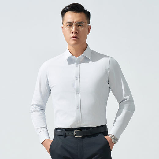 暗之云杉易打理商务条纹长袖衬衫春夏男士休闲百搭透气上衣 商品图3
