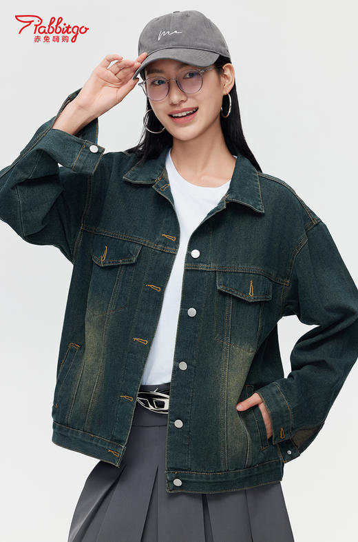 赤兔嗨购港风复古牛仔外套女2024秋季新款设计感休闲工装夹克上衣 商品图2