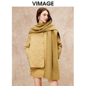 VIMAGE纬漫纪冬季新款气质高级围脖慵懒显瘦棉服V2210805