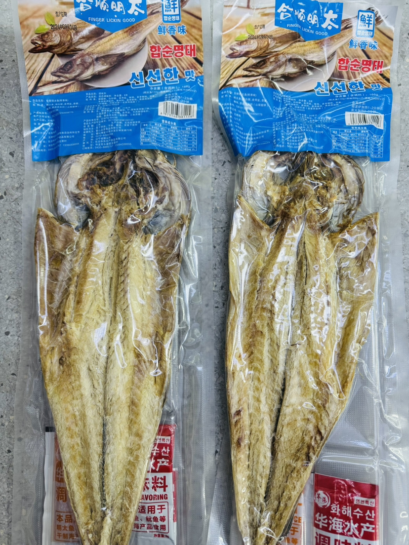 【满66包邮】合顺鲜味明太鱼萱板大条166克4袋蘸料明太鱼