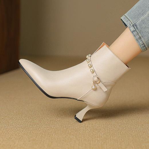 【预售5天】时尚百搭尖头，酒杯跟高跟女靴串珠小皮靴XME&898-152 商品图4