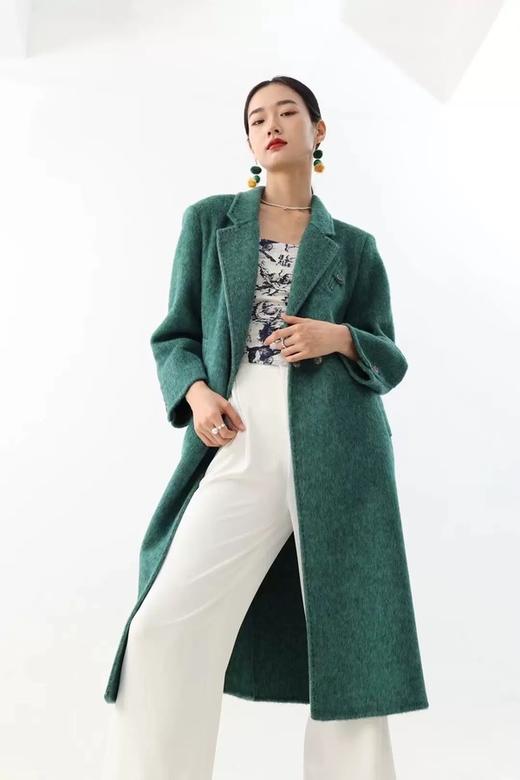 ESTELLICA 高端时髦款深绿色长款羊毛大衣 19381 商品图10